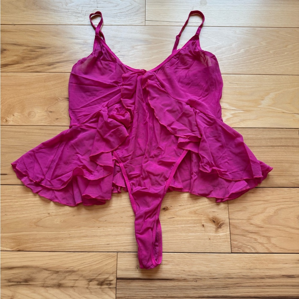 Hot pink thong bodysuit